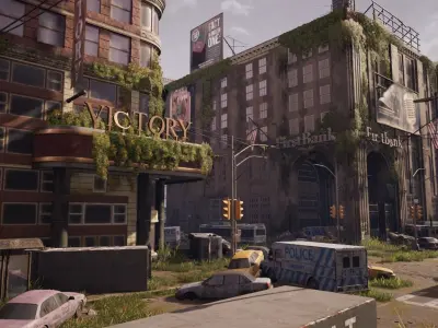 Abandoned City UE5 164 unique assets Low-poly 3D model