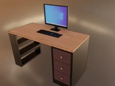 3D Computer Table Modeling Low-poly 3D model