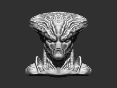 Alien Bust 11 -STL File for 3D Printer - Sci-Fi Decor 3D print model