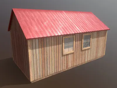 Semi-Modular Shed Low-poly 3D model