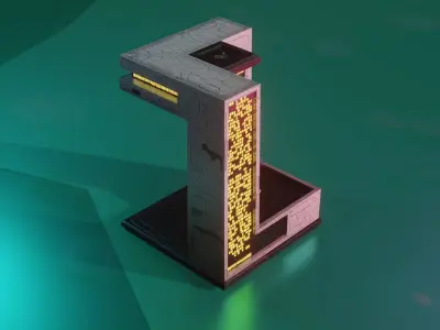 Modular Stylized Cyberpunk Building 1 Low-poly 3D model