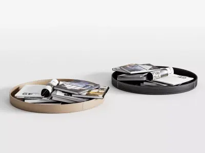 Round Tray with Magazines 3D model