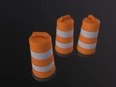 Construction Barrel 3D Model Low-poly 3D model