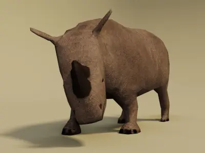 Low Poly Rhinoceros Rigged 3D model Low-poly 3D model