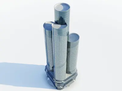 QIMC tower - Qatar doha Low-poly 3D model