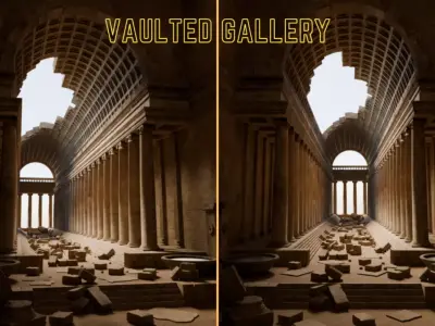 Ancient Vaulted Gallery Monumental Stone Ruins 3D model