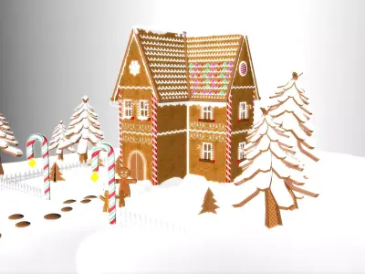 Gingerbread Village V2  two-storey house  3D model