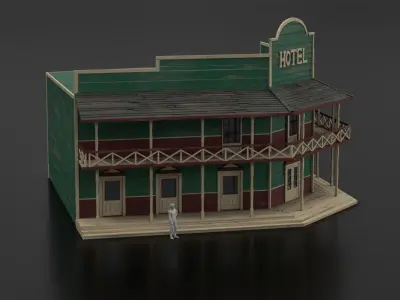 West Wild Hotel Low-poly 3D model