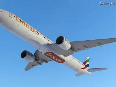  Boeing 777 Emirates Airlines Rigged for Cinema 4D 