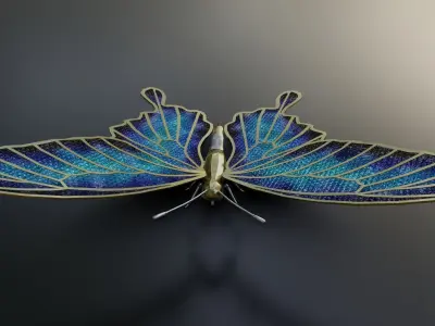 Mechanical Butterfly Low-poly 3D model