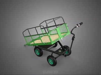 ELECTRIC TIPPING BED RAILS CRATE TRAY BASKET TROLLEY CART WAGON 3D model