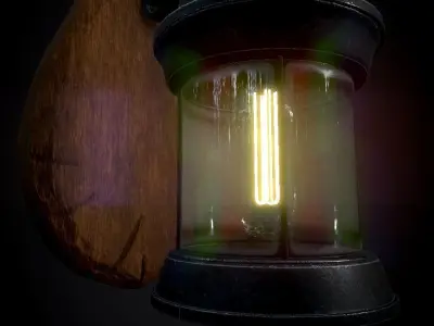 Rustic Light Pbr Material And Low Poly Low-poly 3D model