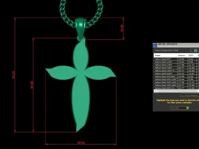 Light Gold 18K Cross Pendant 1CP058 3D print model