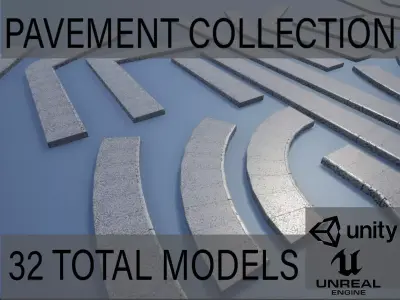 Lowpoly Modular PBR Pavements Low-poly 3D model