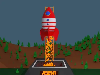 Animated Rocket Launch 3D model