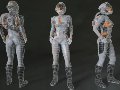 FX01 Female Space Suit White LITE VERSION Low-poly 3D model