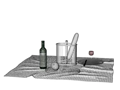Picnic set - set Low-poly 3D model