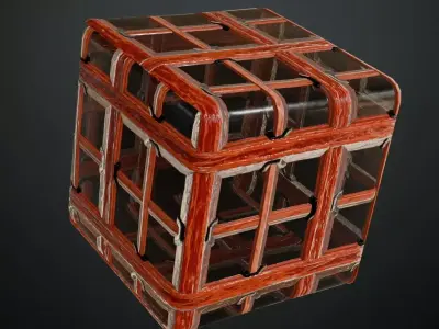 Red Wood Window Lattice Texture