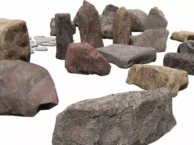 stone rocks granite landscape 3d model 3D model