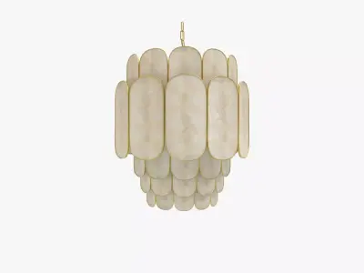 Tier Capiz and Metal Chandelier 3D model