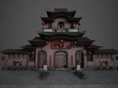 Chinese temple Low-poly 3D model