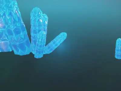 Minerals game style blue Low-poly 3D model