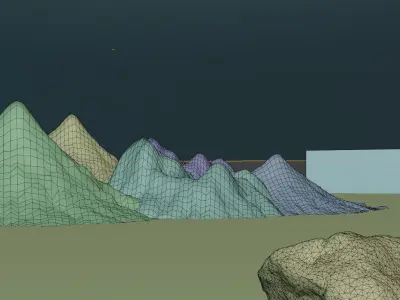 landscape scene with hill and water 3D model