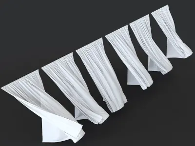 Wind Curtain Draped Fabric Archviz 3D Model 3D model