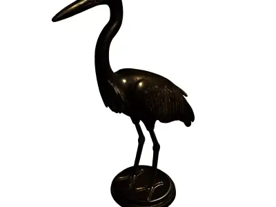 Golden Heron Bird Statue Decoration Low-poly 3D model
