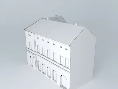 Urban 19th Century Corner House  Low-poly 3D model