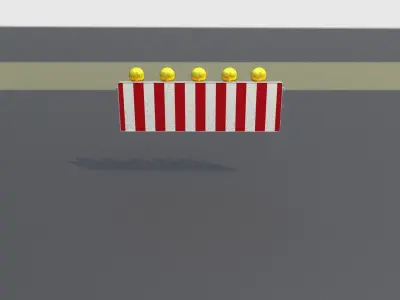 Construction Barrier 4 with warning lights 600-37 500x1600mm Low-poly 3D model