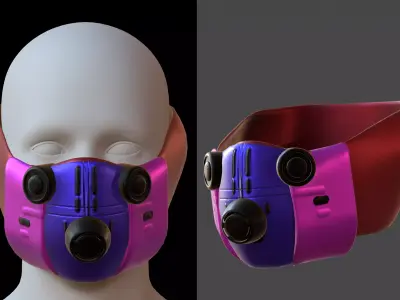 Gas mask helmet 3d model scifi Low-poly  Low-poly 3D model 140