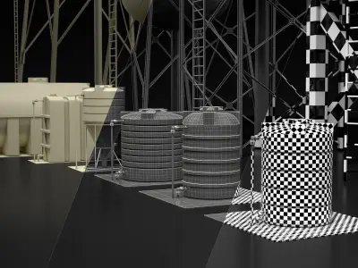 110 Rooftops props Low-poly 3D model