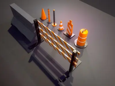 Low poly city props Free low-poly 3D model