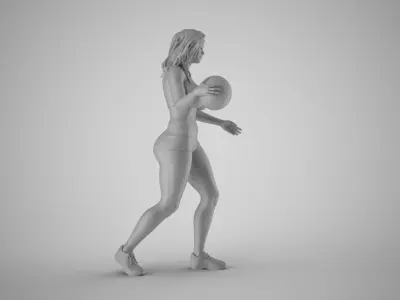 Girl Plays Street Basketball 3 3D print model