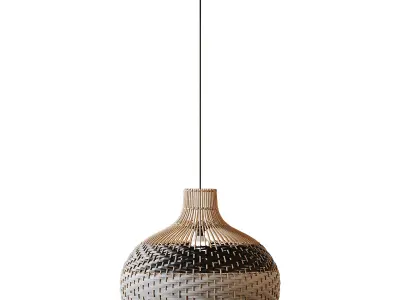 Lampshade Rattan Pendant Light 3D model