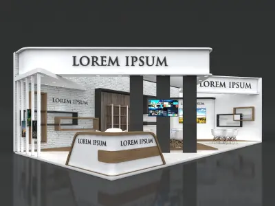 Exhibition Stand Booth Stall 12x6m Height 500cm 2 Side Open 3D model