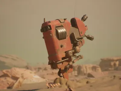 Sci-fi flying industrial mech bike  Low-poly 3D model