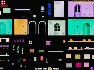 Resident Evil - Police Department - 3D Printing Diorama STL SET 3D print model