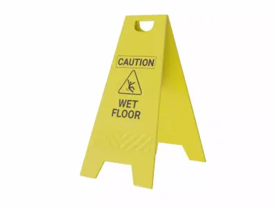 The warning sign Wet Floor Low-poly 3D model