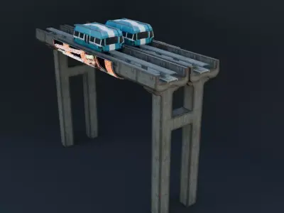 Rusty Scifi Tram Track 3D model