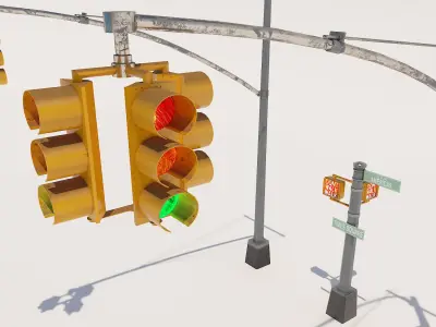 Traffic Light NYC Low-poly 3D model