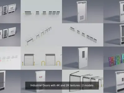 Industrial Doors with 4K and 2K textures 3D Model Pack