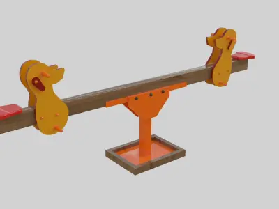 Playground Wooden Seesaw Teeter Totter - 03 Low-poly 3D model
