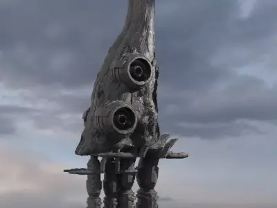 Alien asteroid Solar gears 3D model