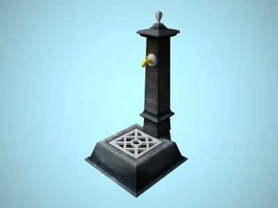 FOUNTAIN PARK CARTOON STYLIZED MID REALISTIC Low-poly 3D model