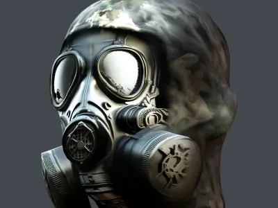 Gas mask helmet 3d model military combat Low-poly  Low-poly 3D model