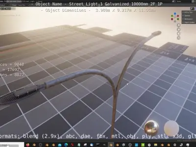 Street Light 1 Galvanized 10000mm 2F 1P Low-poly 3D model