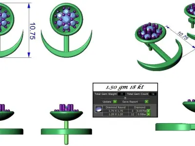 Light wt Women Diamond Earrings  3D print model