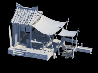 Ancient and Old Buildings in Asia 3D model